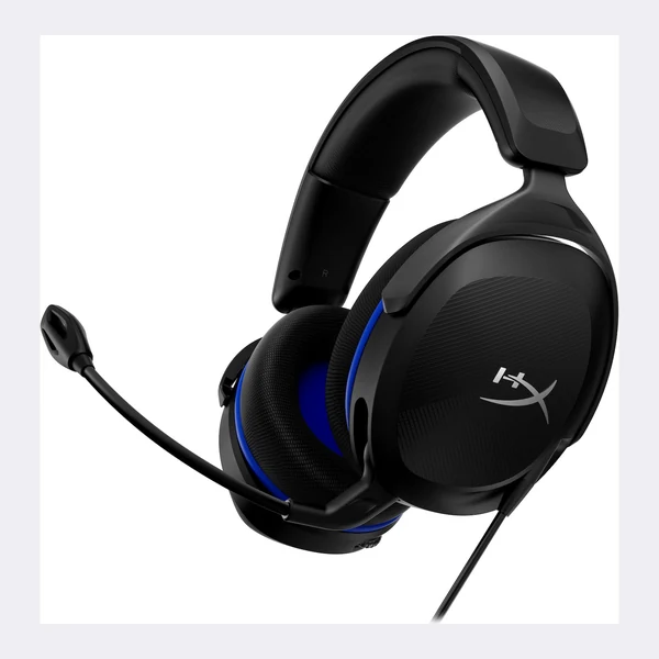 Casque gaming HyperX noir et bleu, micro pivotant