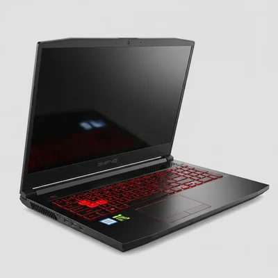 Ordinateur portable de jeu ouvert, écran 15 pouces, châssis sombre