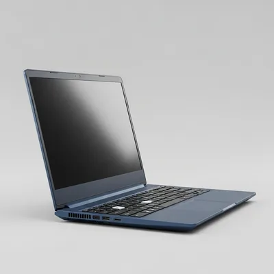 Ordinateur portable de jeu bleu nuit vu de trois quarts