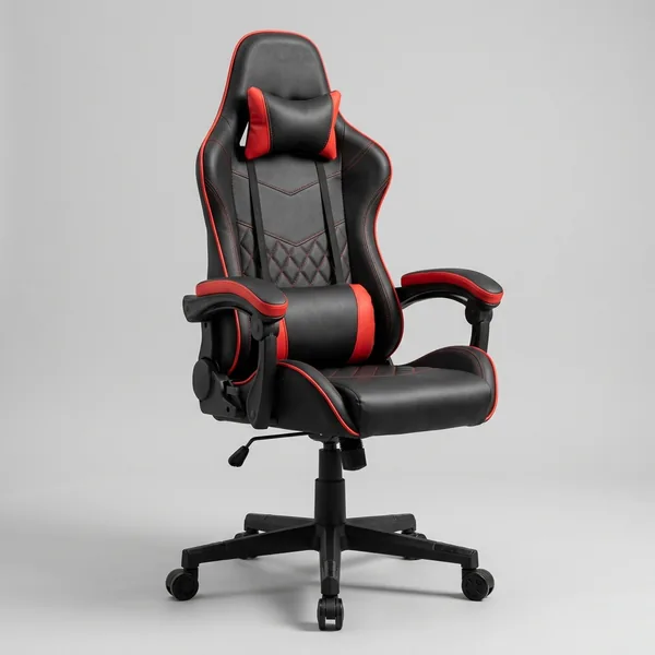 Chaise gaming noire avec fonction massage lombaire