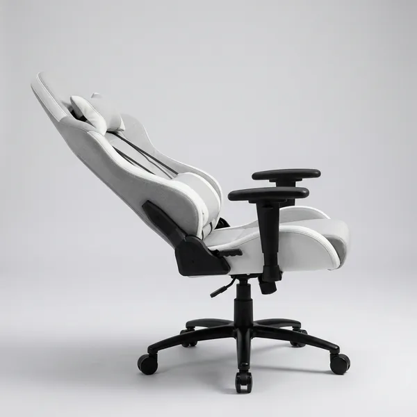 Chaise gaming inclinable avec coussin, coloris clair