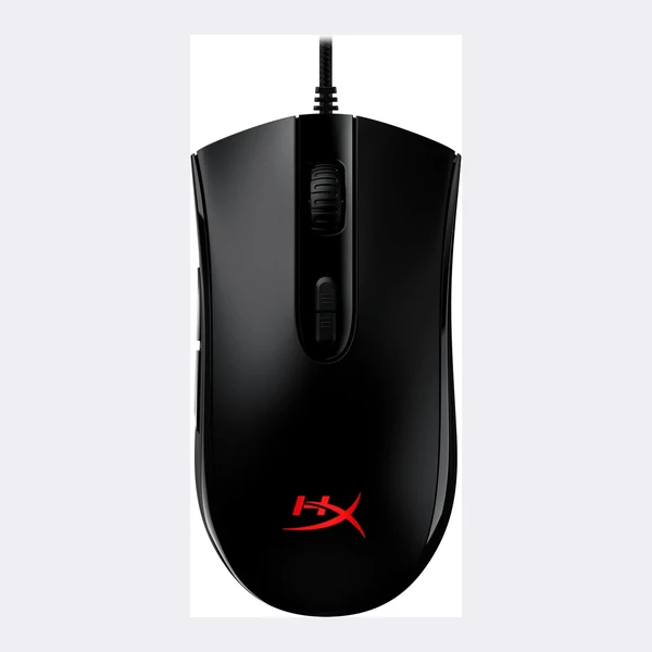 Souris gaming HyperX noire, forme symétrique, sept boutons